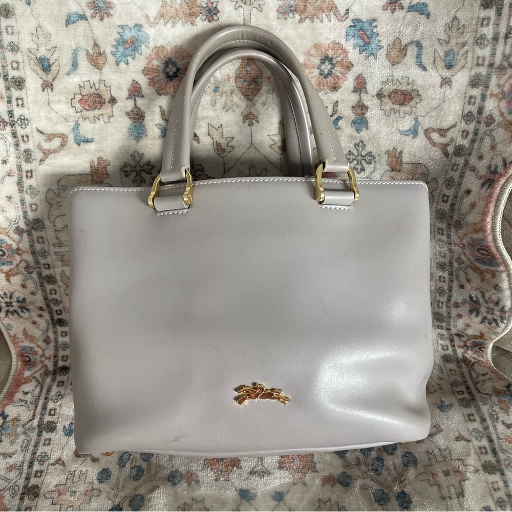 Longchamp Honore 404 Gray Satchel with Gold Accents